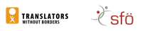 To logoer ved siden af hinanden – med logoet for Translators Without Borders til venstre og logoet for Svenska Facköversättare til højre